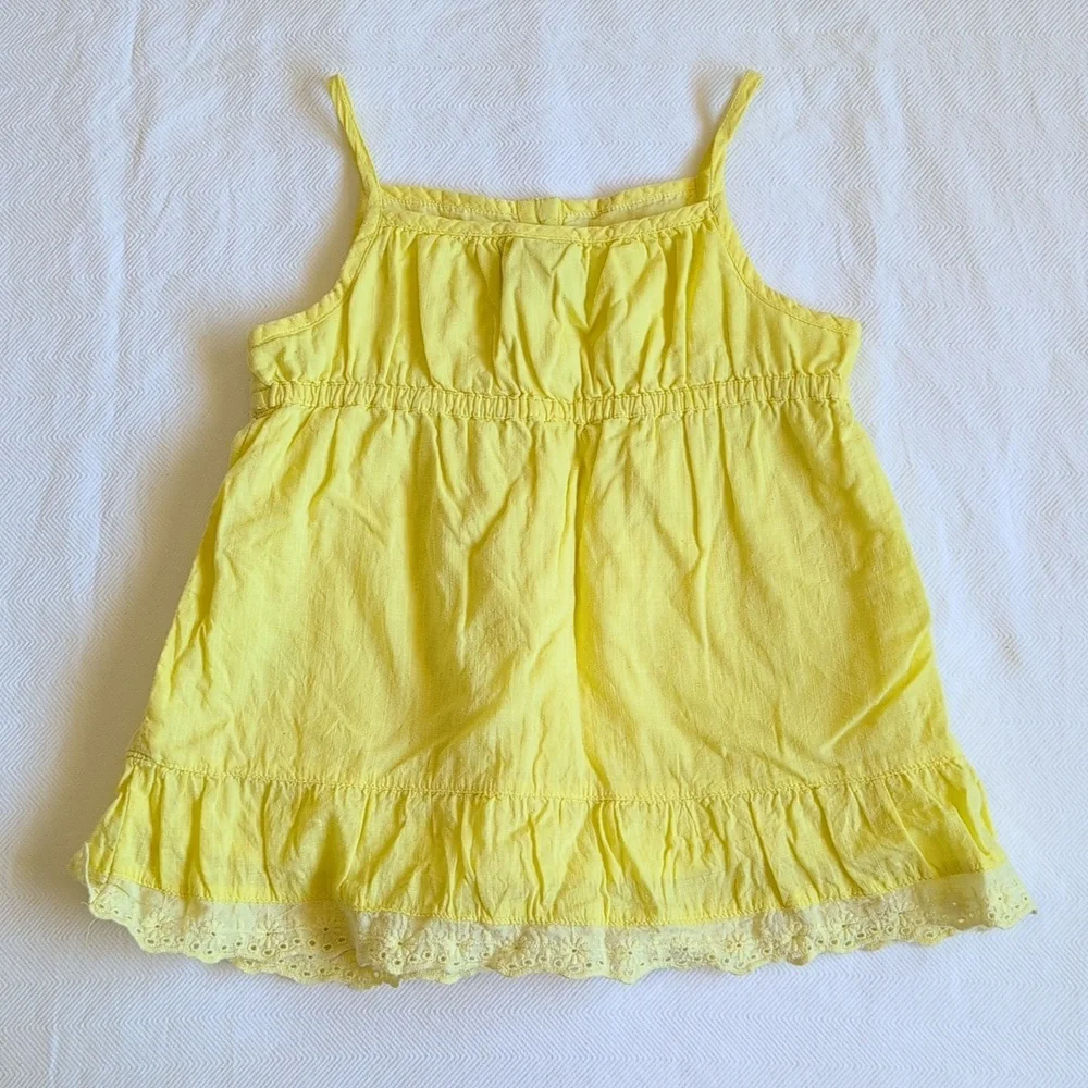 old navy yellow eyelet trim empire waist cotton tank blouse 3T toddler girls - Picture 7 of 7